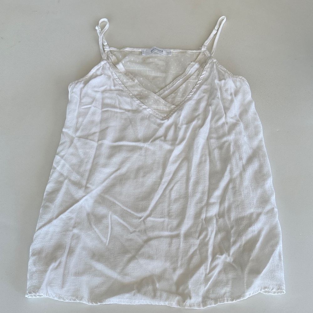 Promod Boutique Francaise White Spaghetti Strap V-Neck Cami size medium